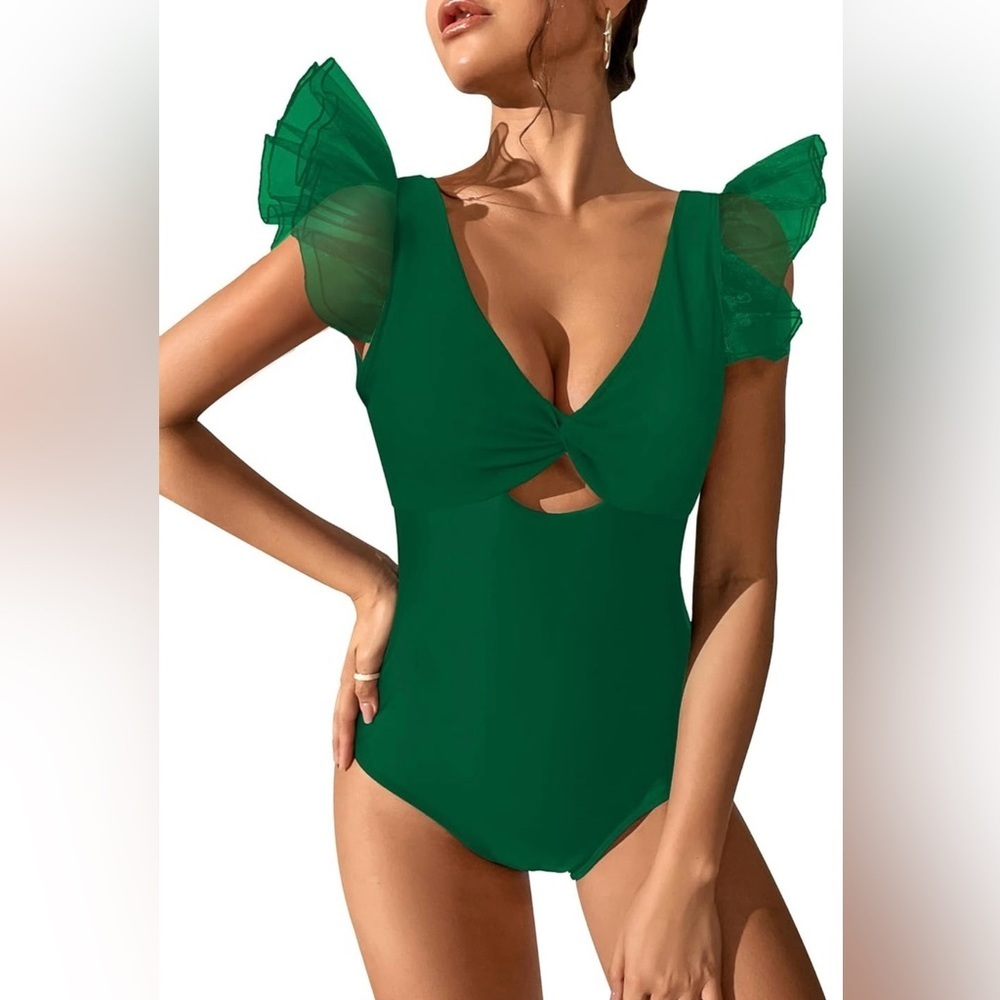 NWT SPORLIKE One Piece Swimsuit Ruffle Bathing Suit XLarge